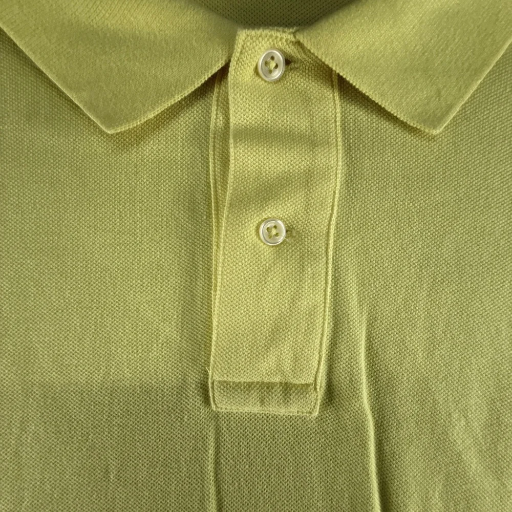 Polo Ralph Lauren Mens Large Yellow Short Sleeve Pique Polo Shirt Teal Pony Logo